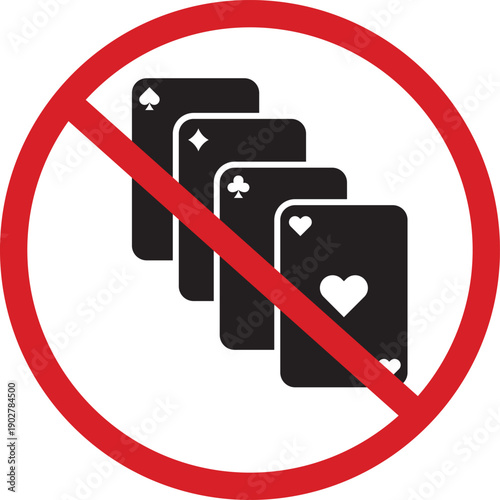 Prohibited Gambling and Card Games Symbol Illustration