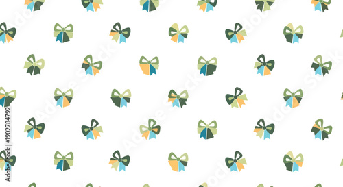 Wallpaper Mural Repeating pattern of small, colorful bows in a whimsical, hand-drawn style on a white background. Torontodigital.ca