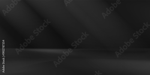 limbo black background. abstract dark gradient backdrop. color wall of studio, room, stand for product display or photo. modern banner with empty place for advertising text. vector illustration.