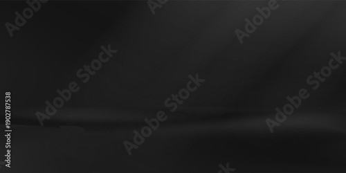 limbo black background. abstract dark gradient backdrop. color wall of studio, room, stand for product display or photo. modern banner with empty place for advertising text. vector illustration.