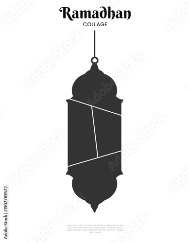 Lantern Shape Formed from Ramadan Themed Photo Collage