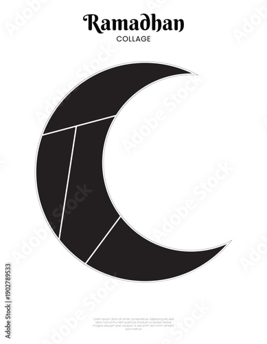 Islamic Ramadan Photo Collage in Crescent Moon Silhouette