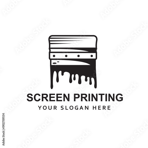 silk screen printing icon with squeegee isolated on white background