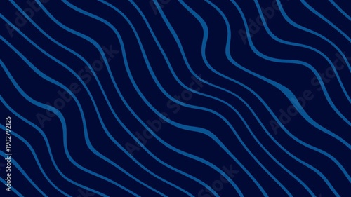 Dark blue background featuring abstract flowing wavy light blue line pattern creating a seamless loop
