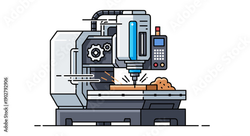 CNC Milling Machine with Control Panel.