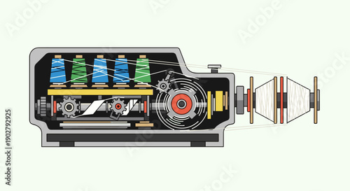 Detailed Cutaway View of Electric Motor.
