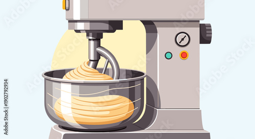 Electric Stand Mixer Kneading Dough.