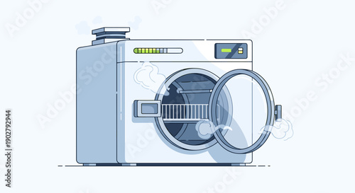 Front Loading Washing Machine with Open Door.