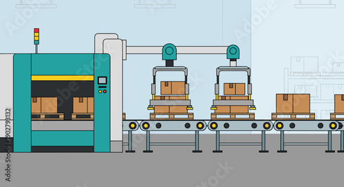 Industrial Packaging Machine with Conveyor System.