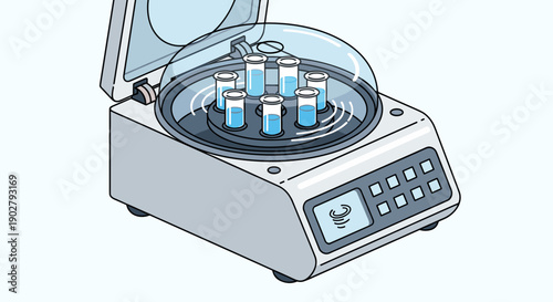 Laboratory Centrifuge with Test Tubes Inside.