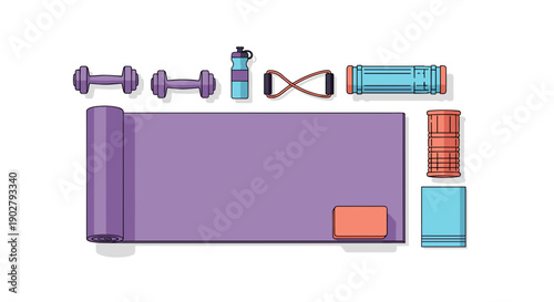Yoga Mat and Accessories for Fitness Routine.