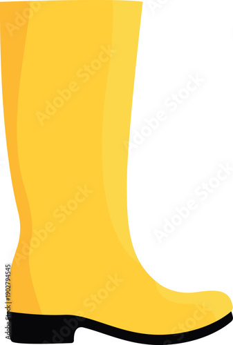 Yellow rubber boot. Rain protection cartoon icon