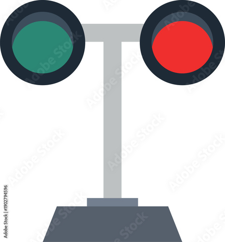 Level crossing signals color icon. Railroad lights