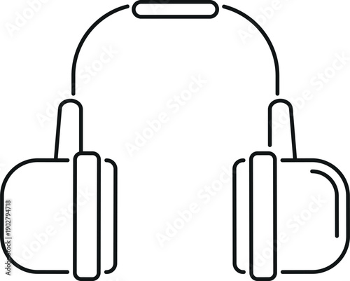 Earphones line icon. Ear noise protection symbol