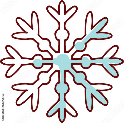 Snowflake icon. Winter ornament element. Cold symbol