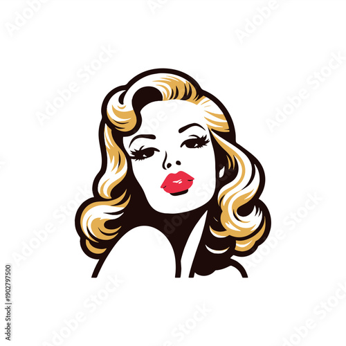 SIMPLE illustration  OF RETRO PINUP GIRL VECTOR	
