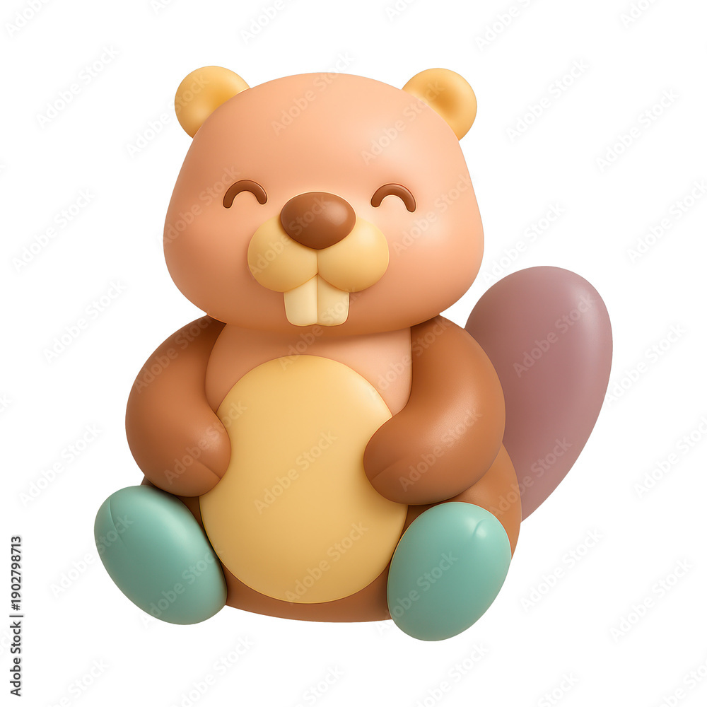 Obraz premium PNG Cute cartoon beaver illustration