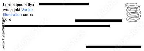 Finance, banking, wealth management, business growth, digital payments, currency exchange. Stack of coins and placeholder text. Finance and banking concepts