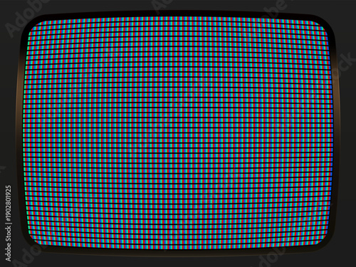 Bild auf Leinwand Vintage cathode ray tube screen pixel grid close up