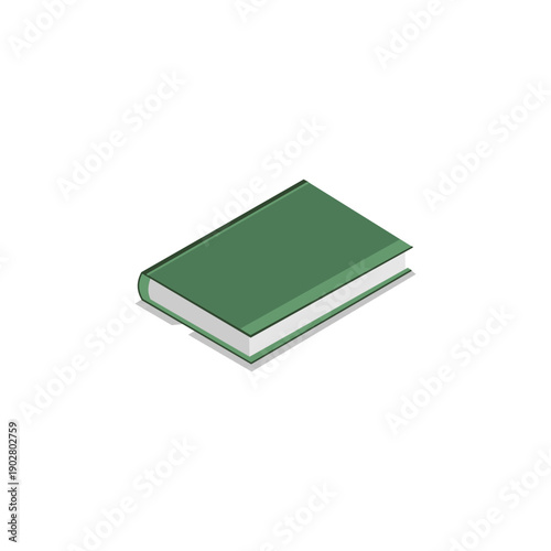 Green Hardcover Book, Professional Education or Office Stationery Vector Illustration