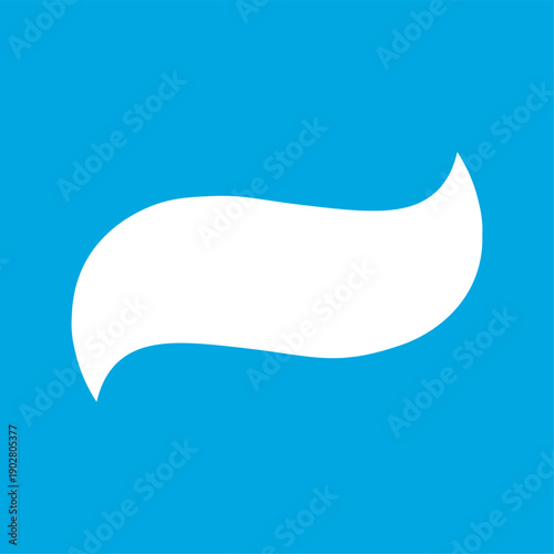 White toothpaste, gel or cosmetic cream smear flat style icon, abstract wave shape for packaging, print and product design, vector illustration, isolated on blue background, EPS 10