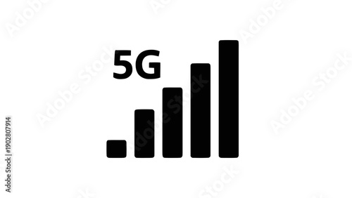 Vector illustration of strong 5G mobile data signal icon, on transparent background for digital communication
