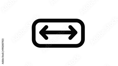 Vector illustration of, on transparent background, a horizontal resize or expand arrow icon inside a rounded rectangle outline