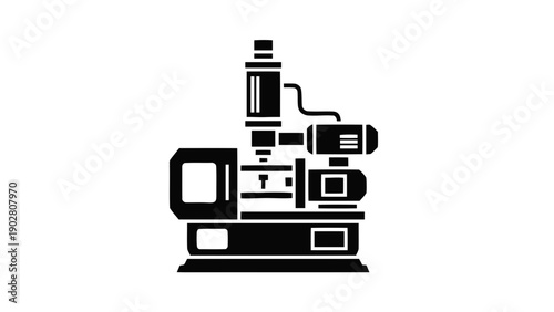 Vector illustration of, on transparent background, an industrial machine tool icon for manufacturing