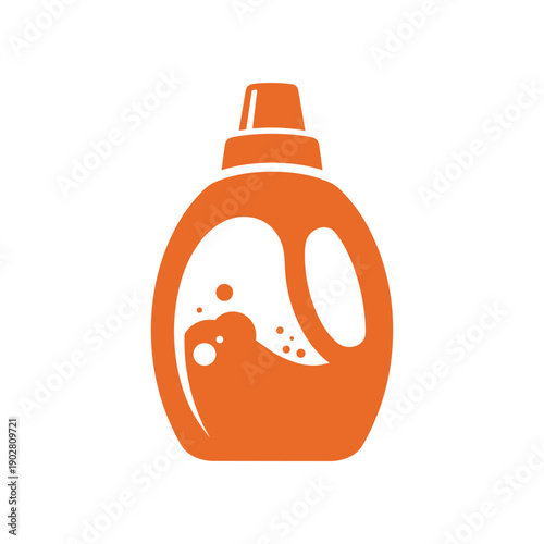 Orange laundry detergent bottle icon simple vector design.