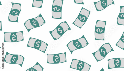 Dollar Money Seamless Pattern Set. Cash Currency Background Collection. Finance Vector Illustration