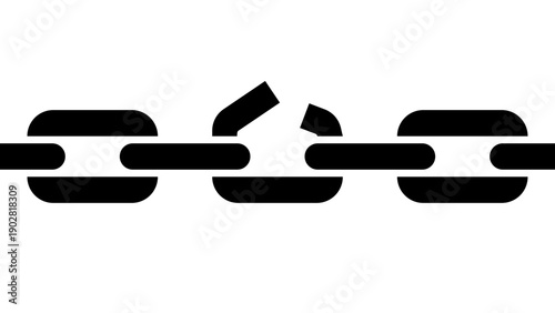 Simple Stylized Broken Damaged Chain Symbol Icon. Vector Image.