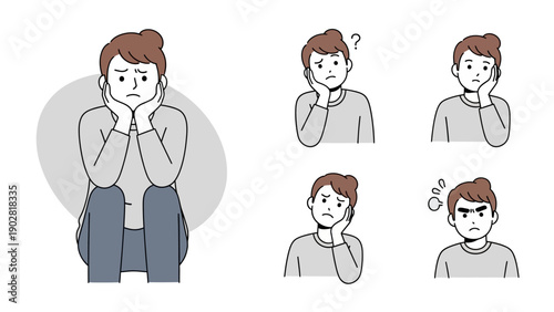 Man experiencing various emotions including sadness, confusion, and anger.