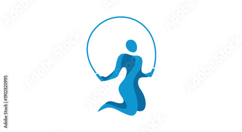 Silhouette of a person jumping with a hula hoop in a circular frame.