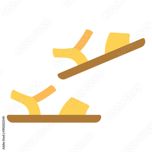 Yellow sandals. Summer clothing design. Flat-style vector illustration isolated on a white background