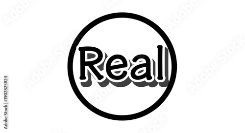 Real stamp in black circle on white background