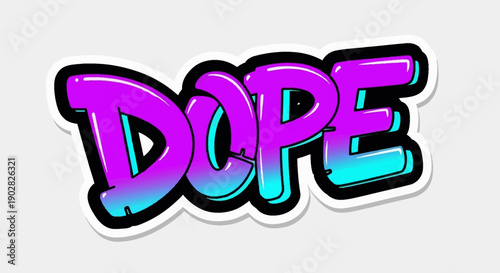 Vibrant colorful dope graffiti text in purple and blue gradient