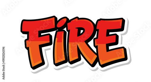 Vibrant cartoon fire text with bold gradient colors and shadows