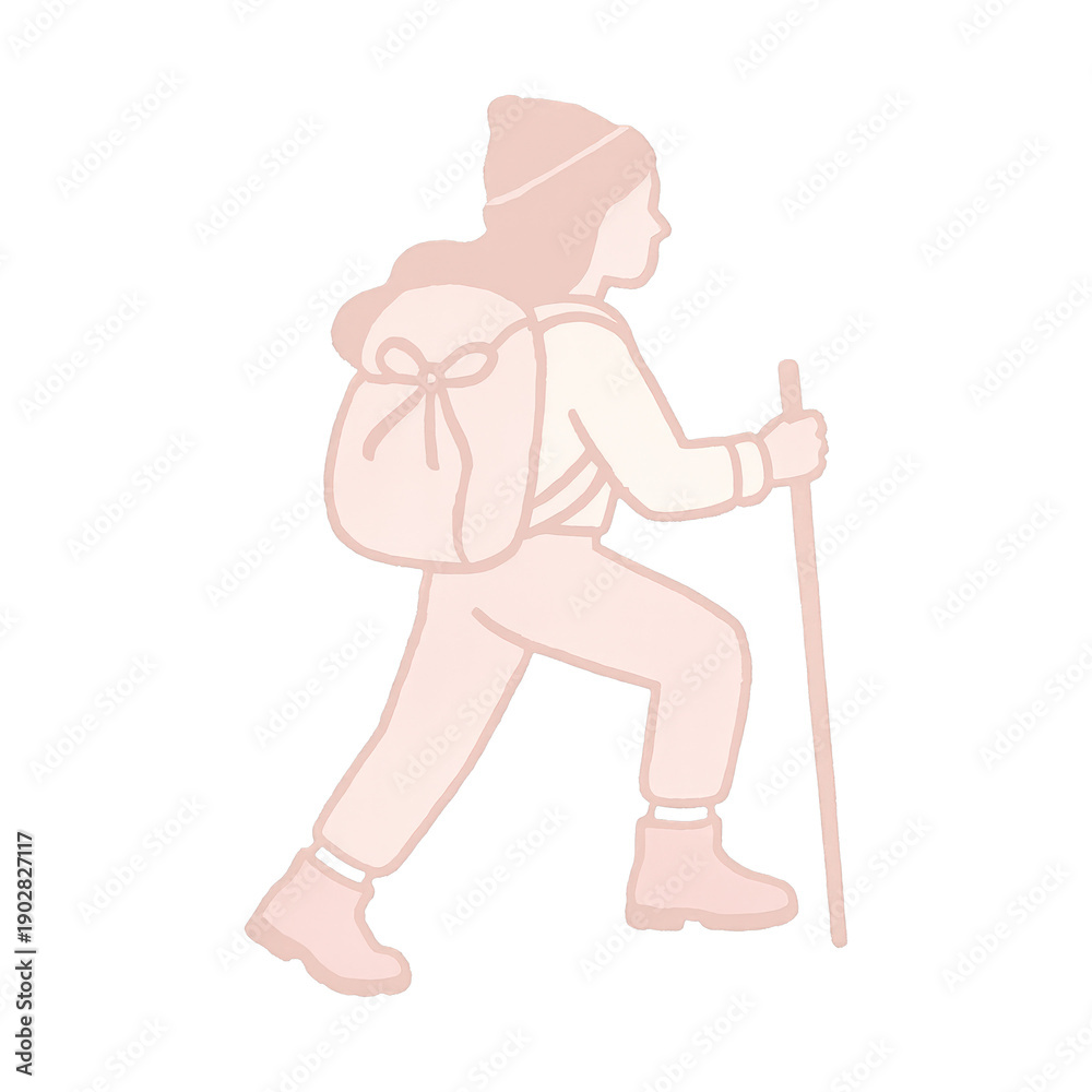 Fototapeta premium PNG Hiker silhouette trekking outdoors