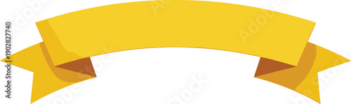 A bright yellow ribbon banner illustration displayed prominently on a clean background from a straightforward viewpoint