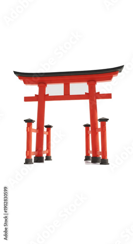 Vibrant Red Torii Gate With Subtle Glow and Soft Light