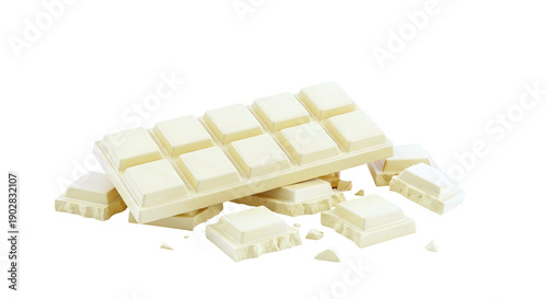 White Chocolate Bar and Broken Pieces