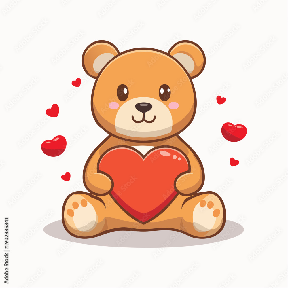 Obraz premium Teddy bear hugging heart