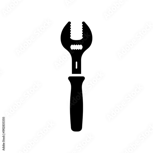 Adjustable wrench silhouette, tool icon, isolated on white background