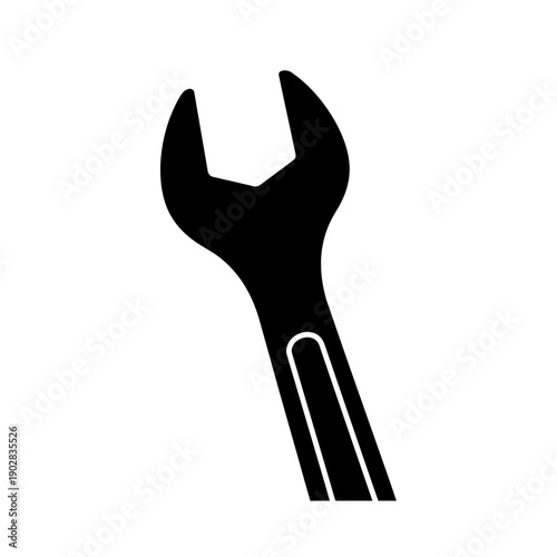 Black wrench silhouette on white background
