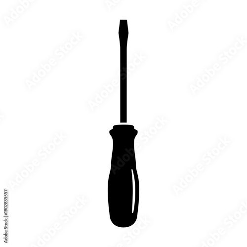 Flathead screwdriver icon, black silhouette on white background
