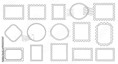 Vintage Postage Stamp Frame Set Vector