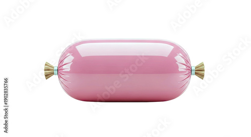 Pink Bologna Sausage Mockup on White Background