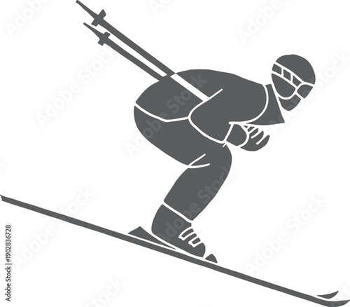 Athlete jump on ski. Extreme winter sport icon
