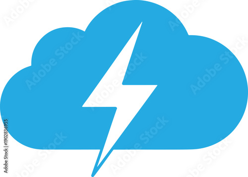 Blue cloud with lightning bolt symbol