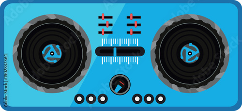 Dj controller cartoon icon. Electronic music panel
